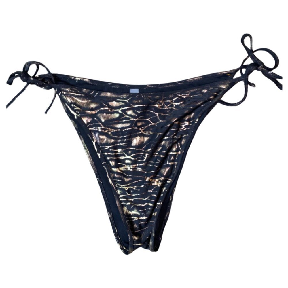 Sz.4X*Unbranded-NWOT-Black/Gold Tanga Bikini Bottoms